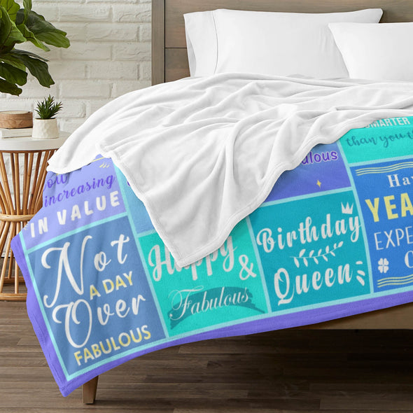 Birthday Gifts for Women Blanket, Happy Birthday Decorations Throw for Girls Her Friend Mom Sister Grandma Wife