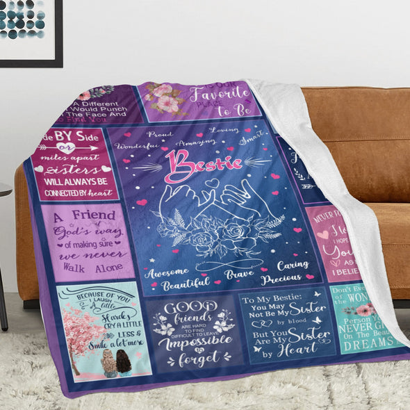 Bestie Blanket, Best Friend Birthday Gifts, Sister Throw Blanket Graduation Gifts Ideas for Women, Friendship Unique Gifts