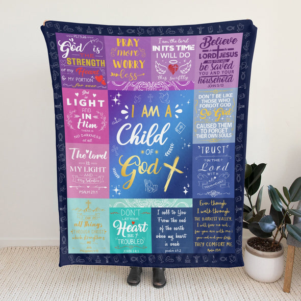 Christian Gifts for Women Blankets, I Am a Child of God Blankets, Inspirational Religious Birthday Gifts, Catholic Spiritual Gifts for Women