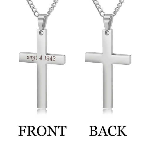 Personalized Cross Necklace,Custom Engraved Pendant Necklace for Men with Your Text