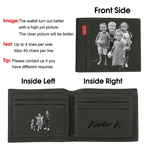 Custom Engraved Wallet, Personalized Photo Wallet for Men Dad Father Day Gifts