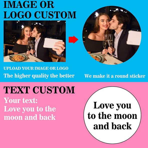 50PCS Custom Personalized Stickers Labels Round Logo Text Image Tag for Business (SIZE: 3"in Rd)