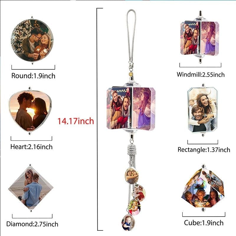 Personalized Photo Crystal Car Hanging Ornaments Custom Photo Car Rearview  Mirror Pendant Accessories (Love)