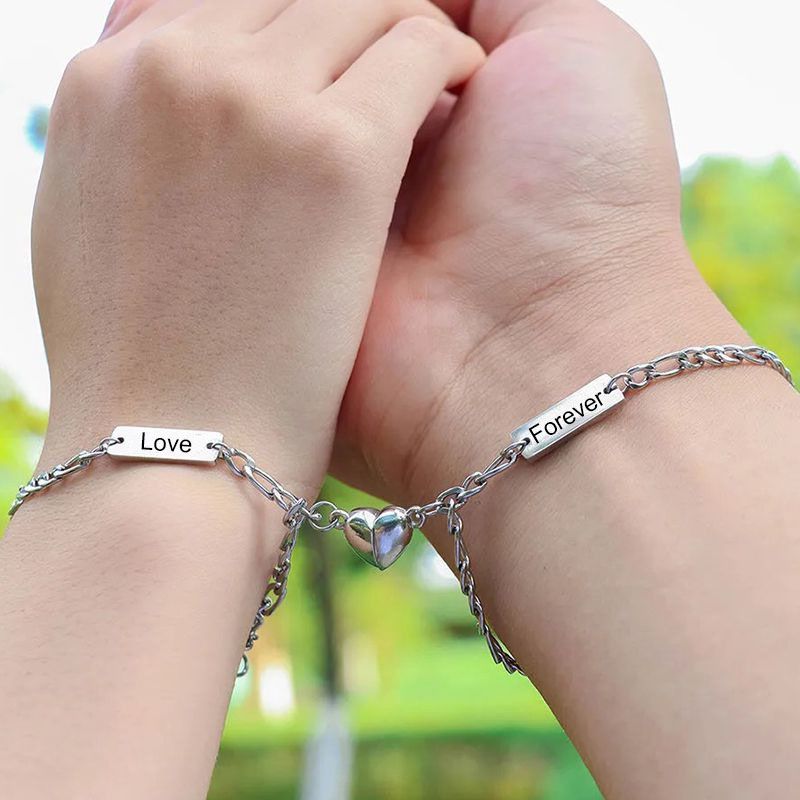 Custom Engraved Magnetic Couple Bracelets –