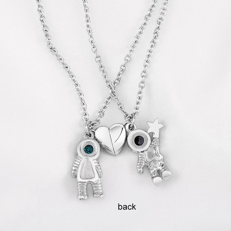 Magnetic Couple Necklace, Astronaut Matching Necklaces for Couples, Be ...